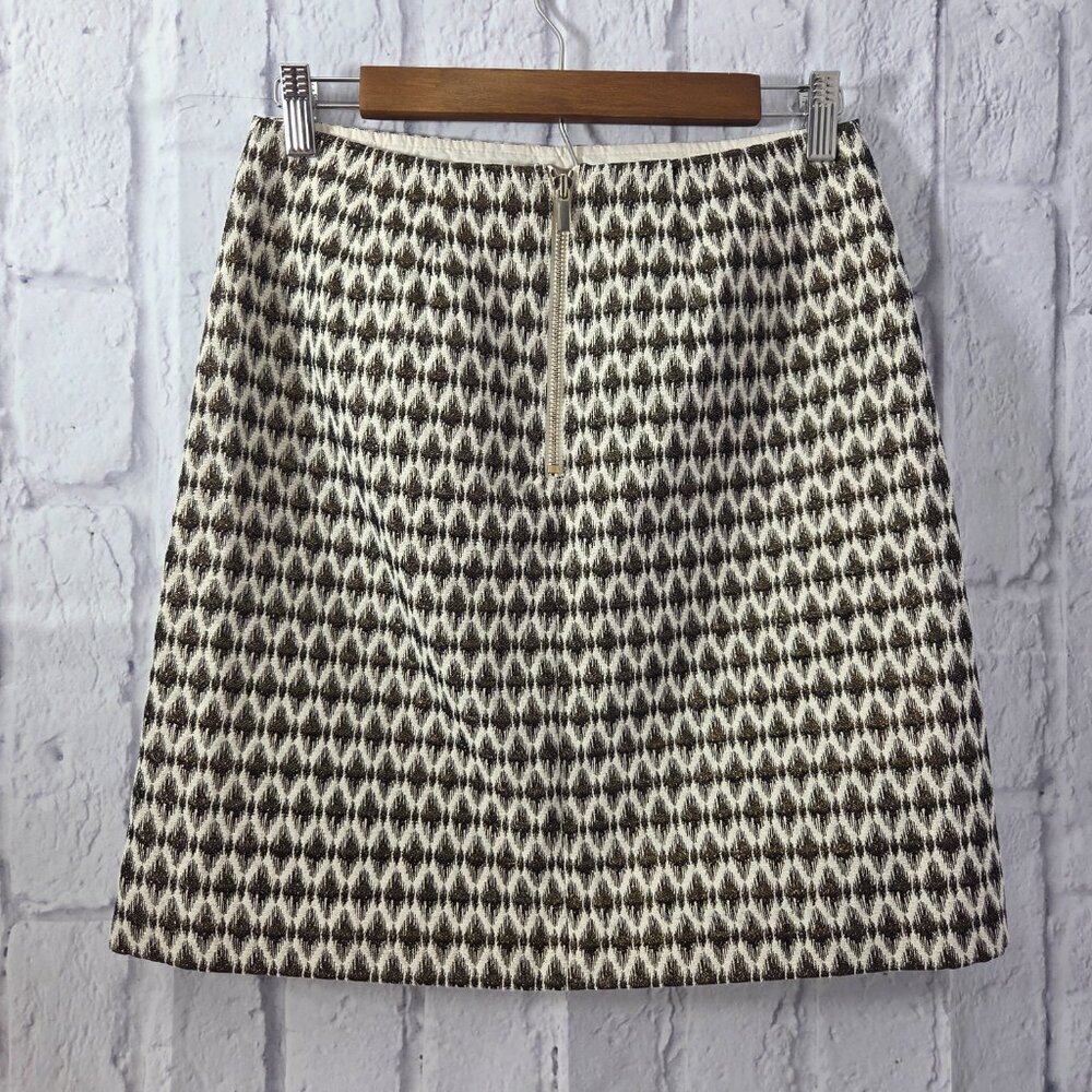 Loft Outlet 4 Petite Metallic Gold Jacquard Print Casual Holiday Career Skirt - Picture 5 of 7